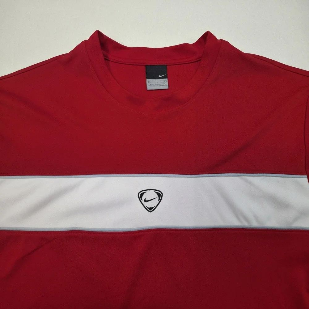 VINTAGE Nike Shirt Mens M Red Center Swoosh Sphere Y2K Limited Use